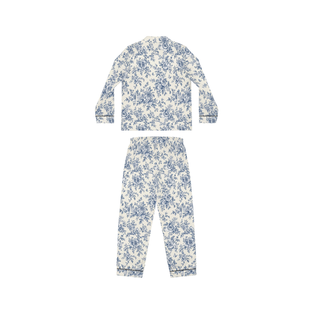 ROSIVA Blue Romance Satin Pajama Set