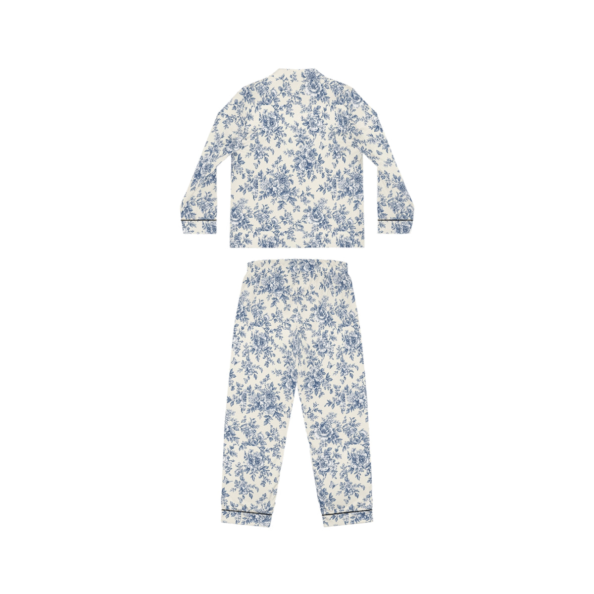 ROSIVA Blue Romance Satin Pajama Set