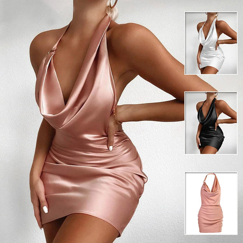 The Afterglow Satin Ruched Dress