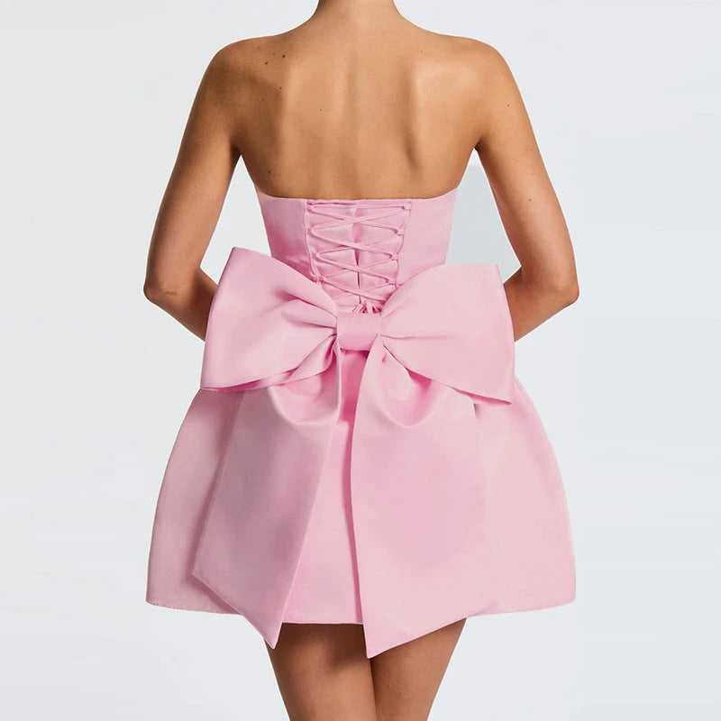 The Bow Affair Satin Mini Dress