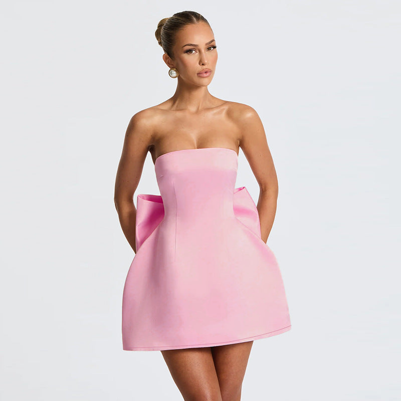 The Bow Affair Satin Mini Dress