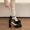 The Pretty Please Bow Platform Heels