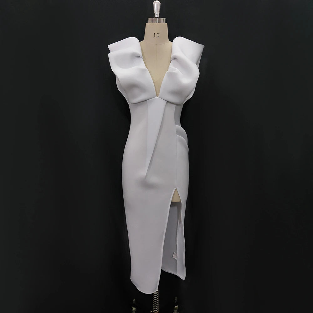 Midnight Muse Deep V Backless Dress
