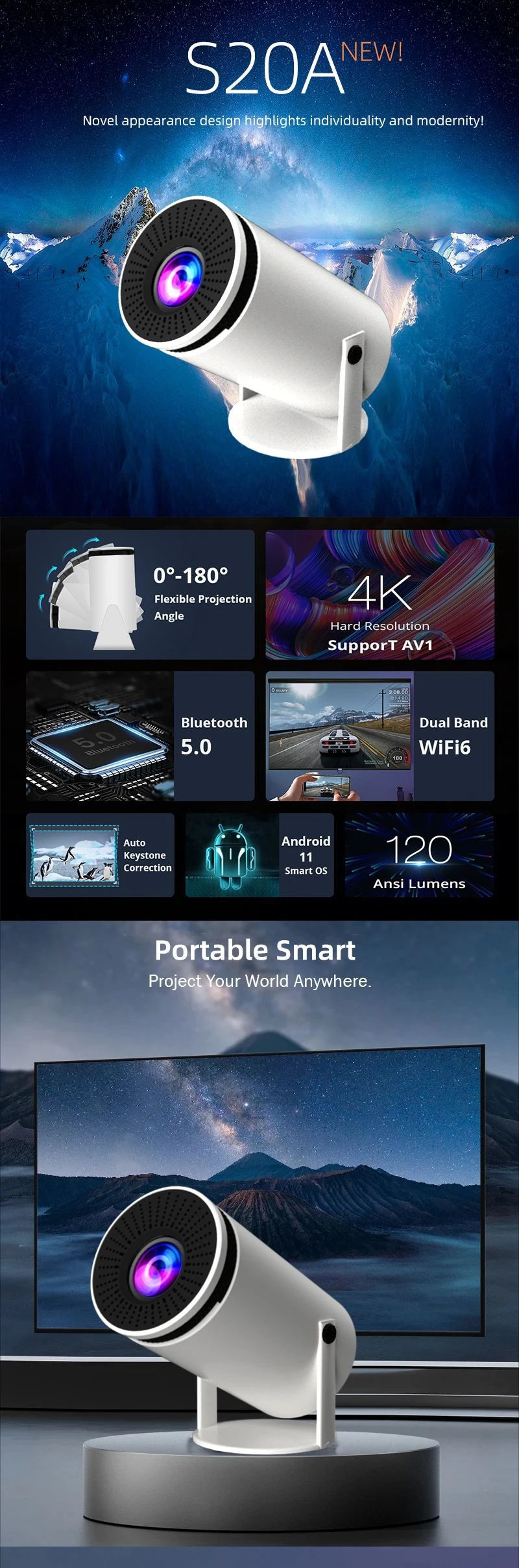 The Movie Magic 180° Smart Projector