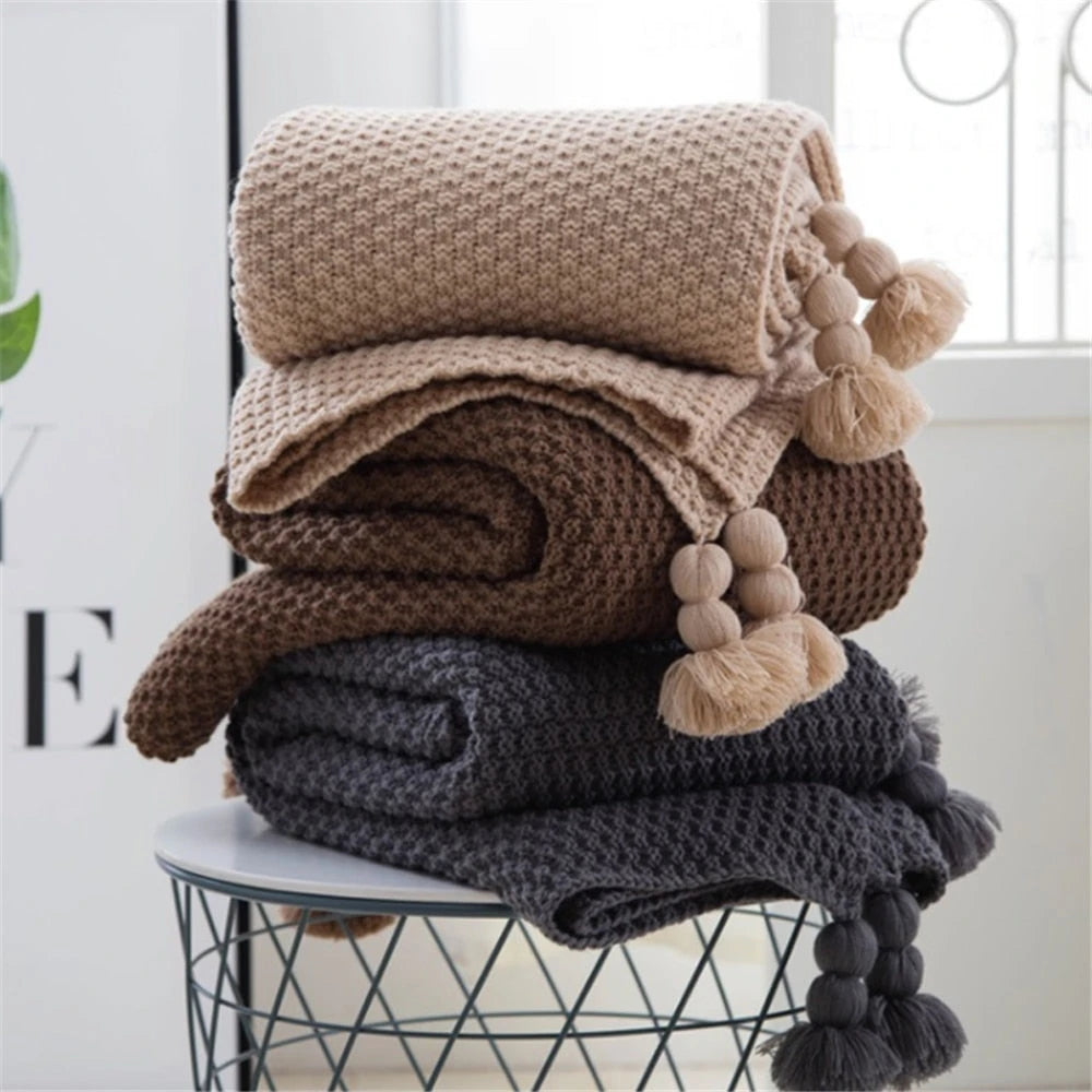 The Cozy Crush Pom-Pom Knit Throw