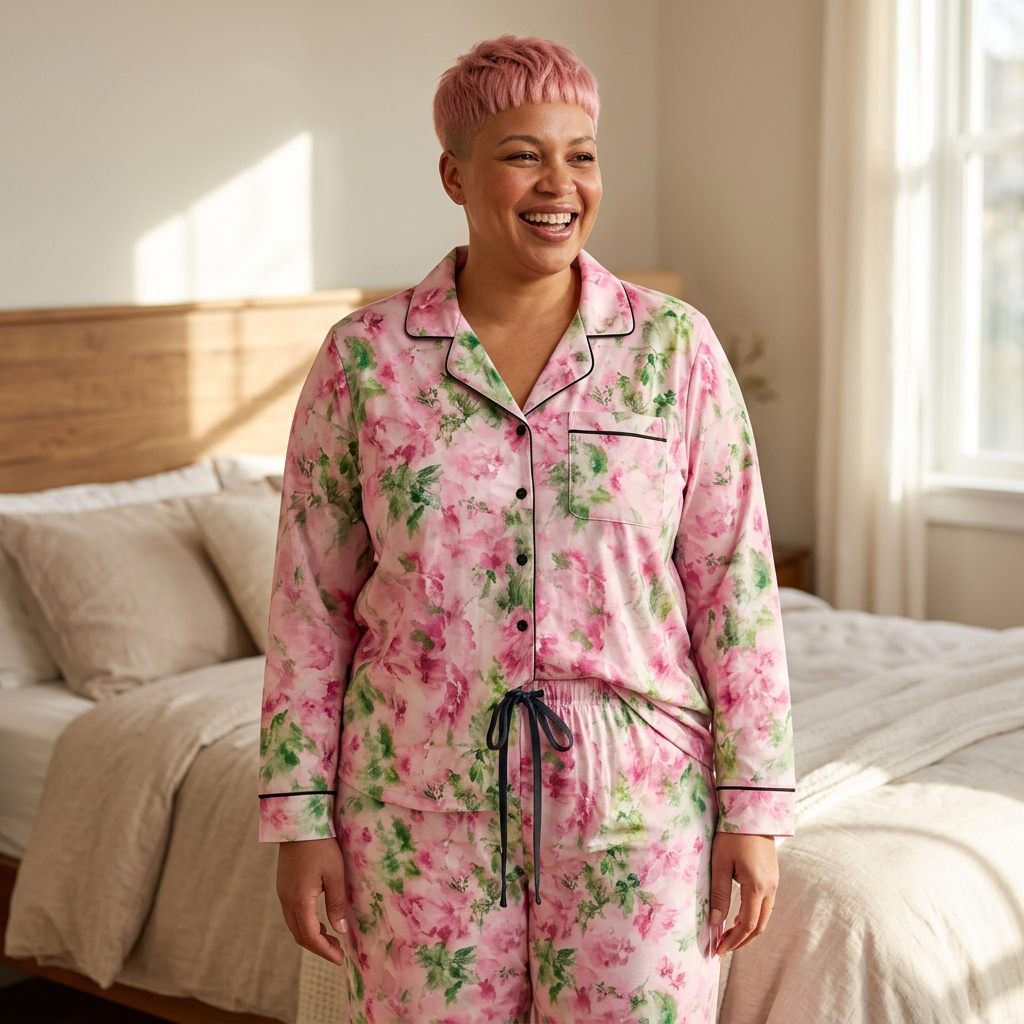 ROSIVA Blushing Garden Silk Pajama Set