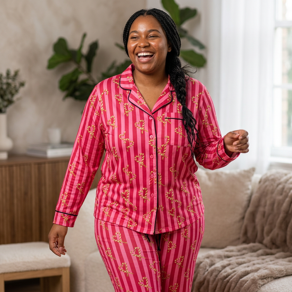 ROSIVA Pink Bow Affair Satin Pajama Set