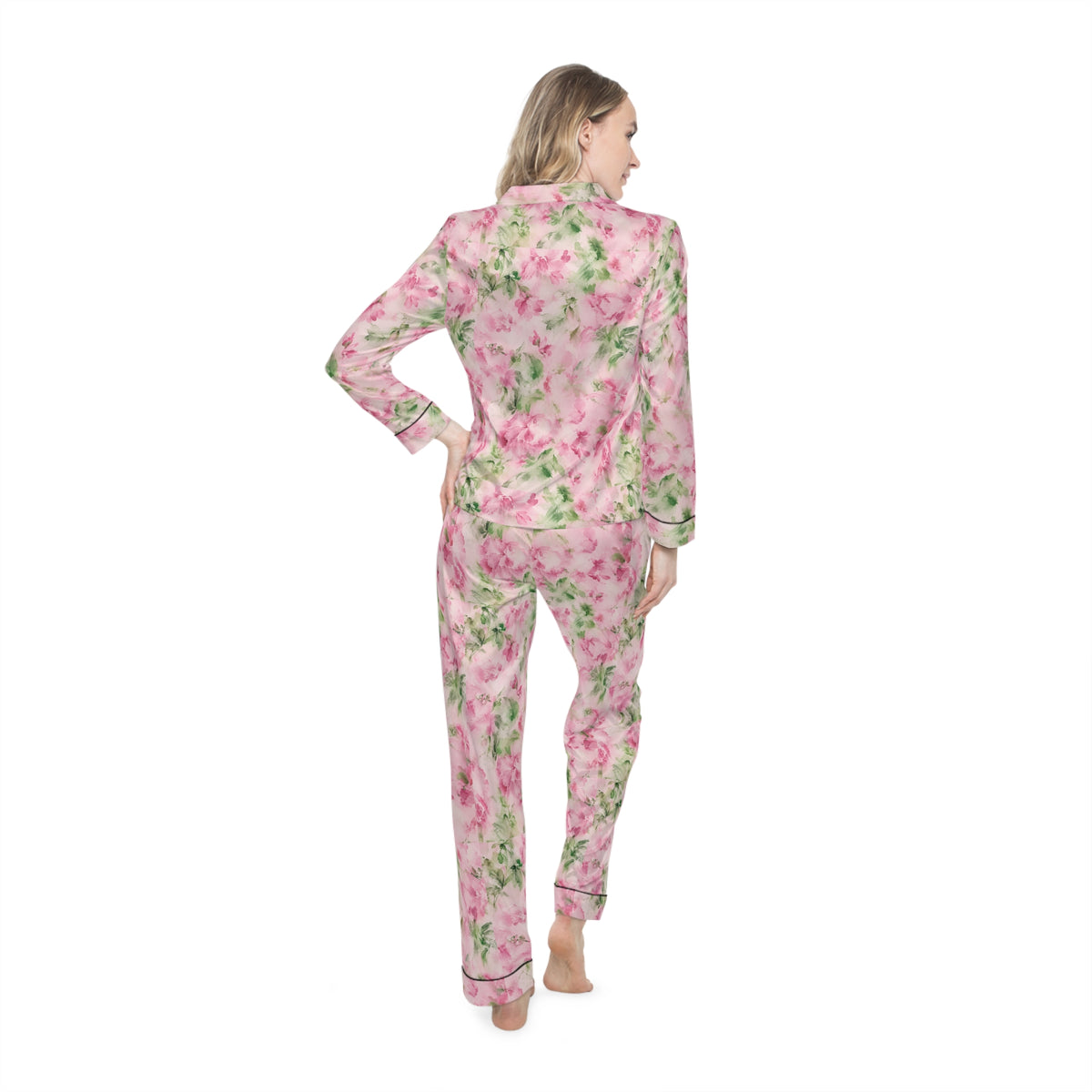 ROSIVA Blushing Garden Silk Pajama Set