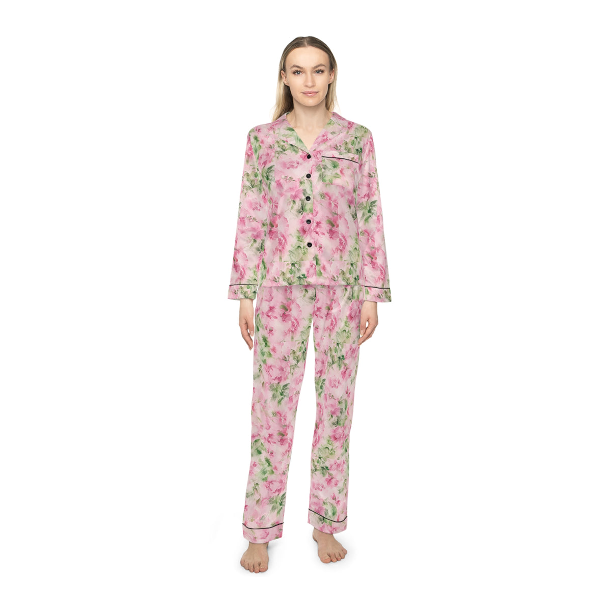 ROSIVA Blushing Garden Silk Pajama Set