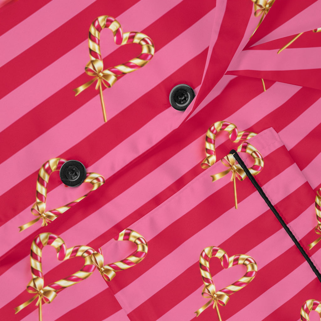 ROSIVA Pink Bow Affair Satin Pajama Set