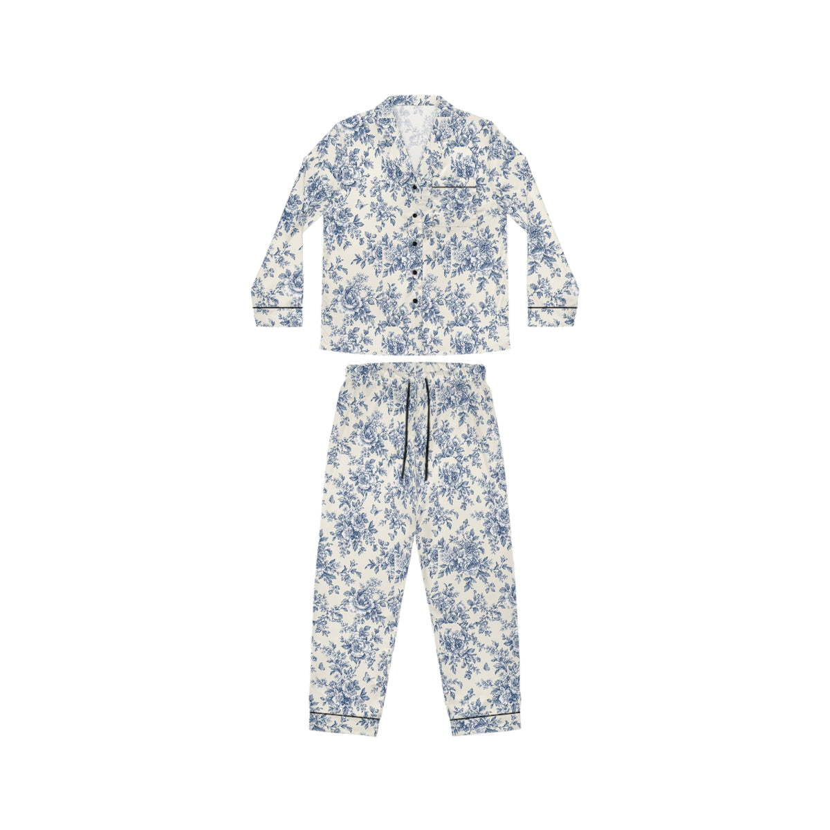 ROSIVA Blue Romance Satin Pajama Set
