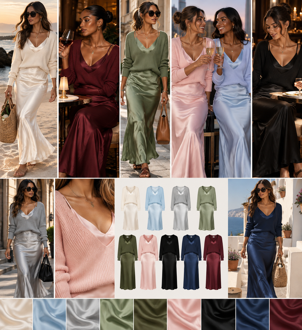 The Amélie Satin & Knit Two-Piece Dress Set