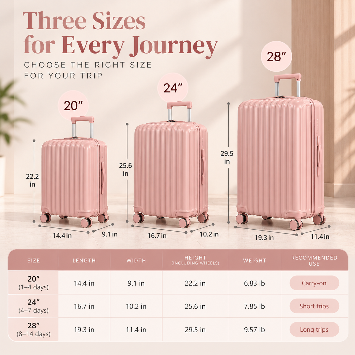 The Jetset Darling 3-Piece Smart Luggage Set
