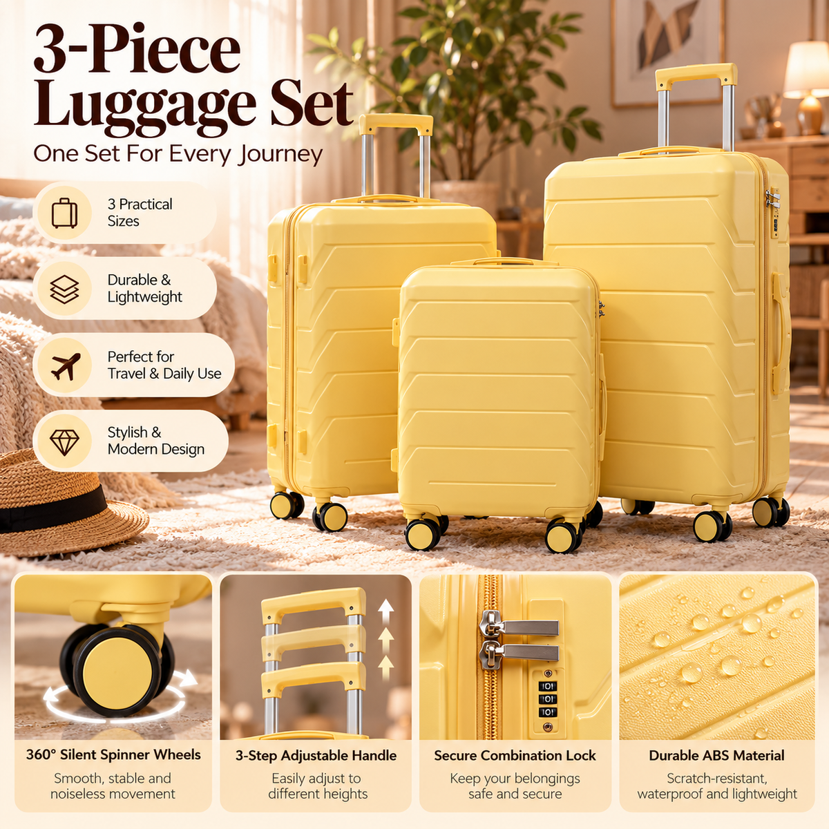 The Verona 3-Piece Hardshell Luggage Set