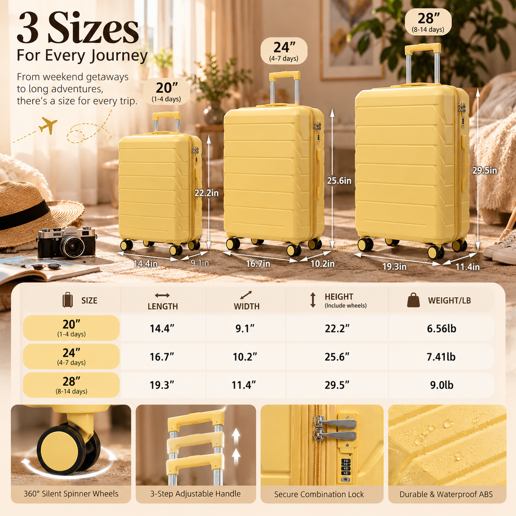 The Verona 3-Piece Hardshell Luggage Set