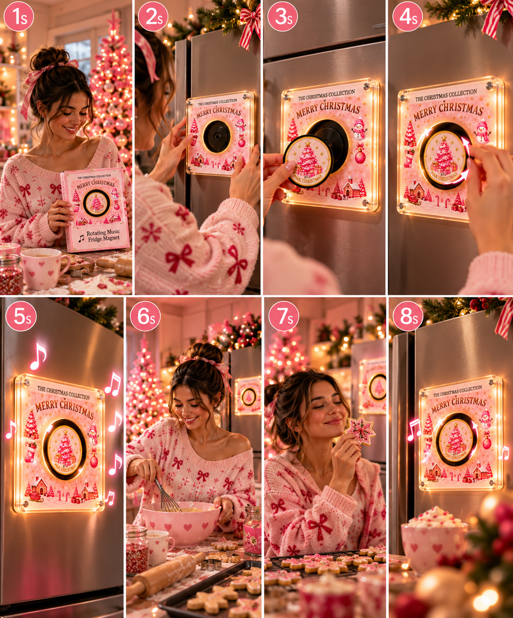 The Pink Christmas Spin & Glow Music Magnet