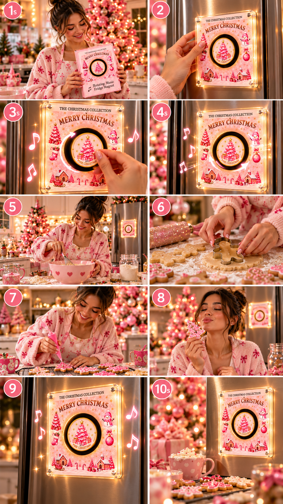 The Pink Christmas Spin & Glow Music Magnet