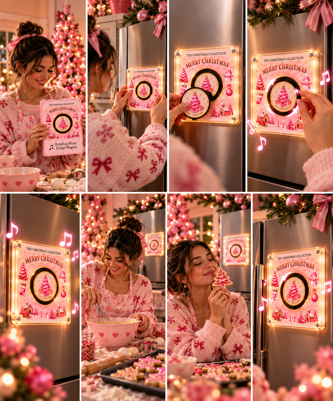 The Pink Christmas Spin & Glow Music Magnet
