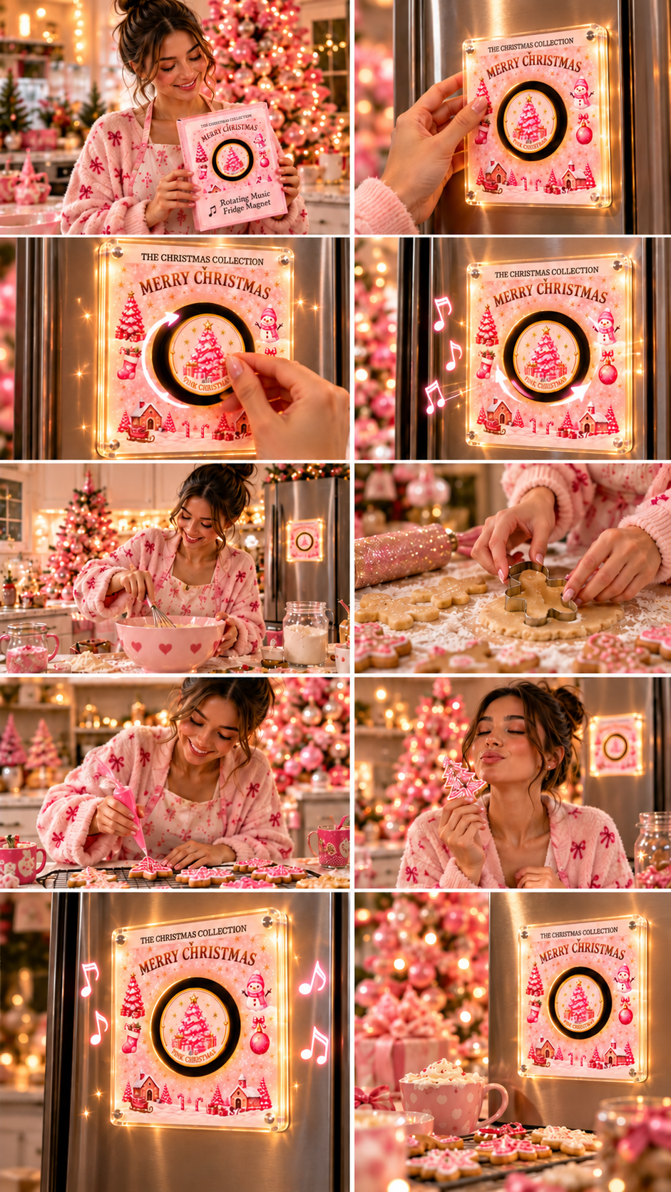 The Pink Christmas Spin & Glow Music Magnet