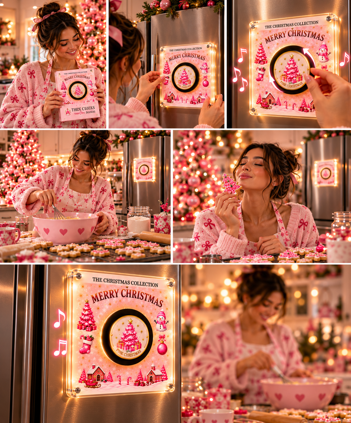 The Pink Christmas Spin & Glow Music Magnet