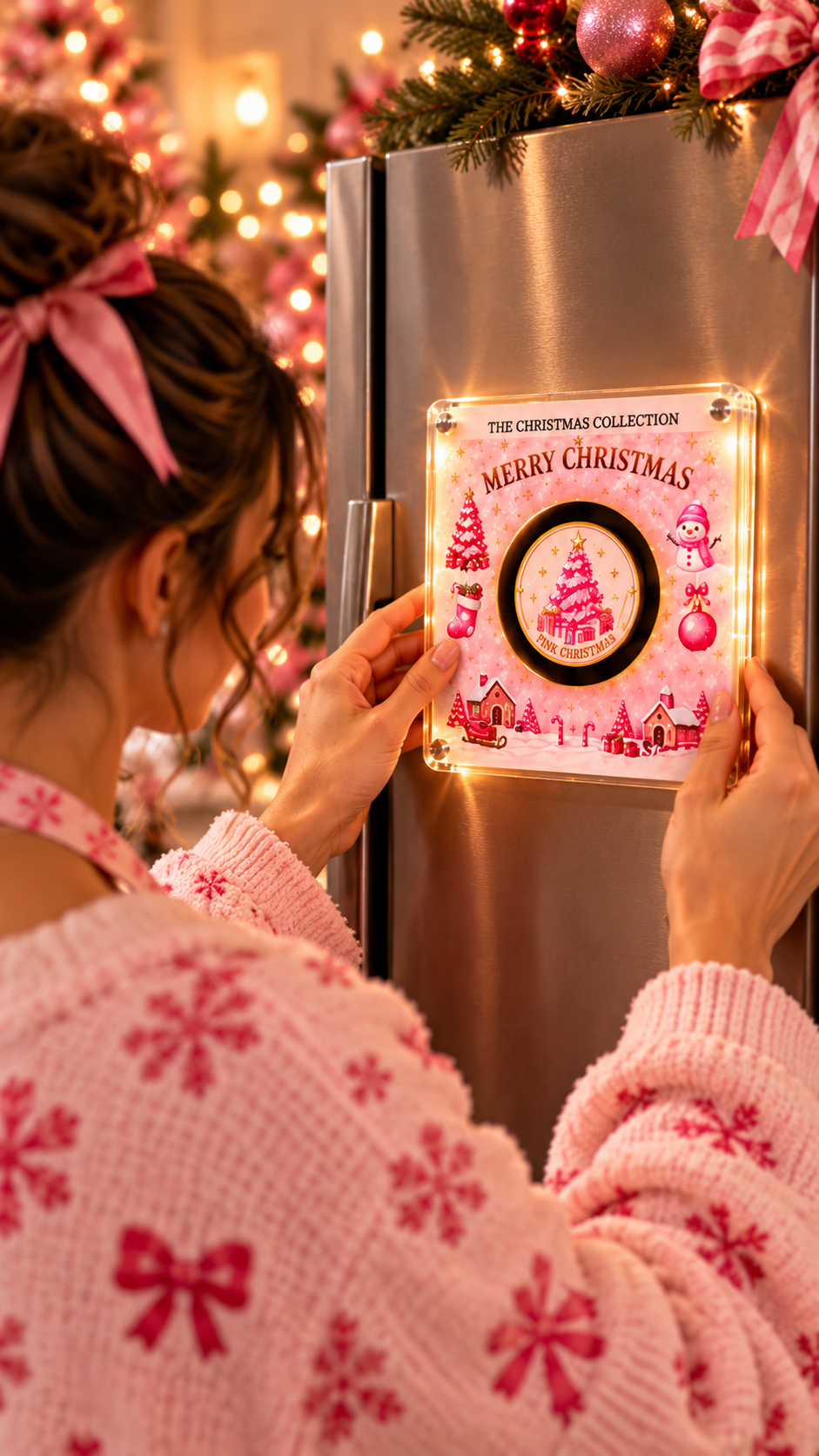 The Pink Christmas Spin & Glow Music Magnet