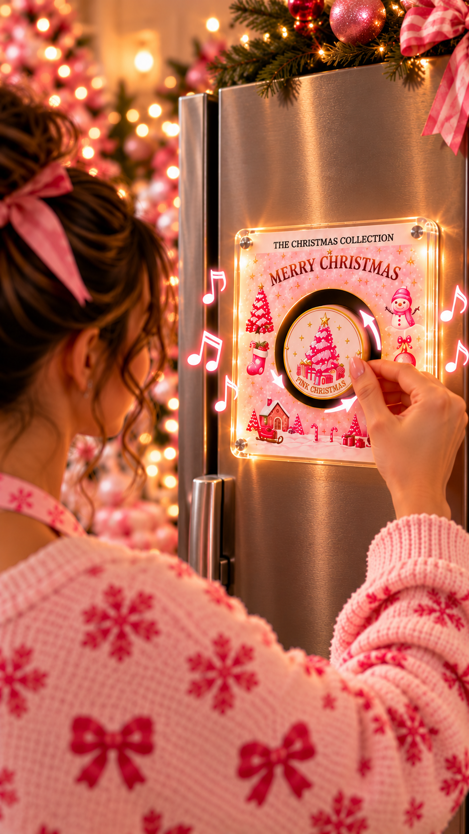 The Pink Christmas Spin & Glow Music Magnet
