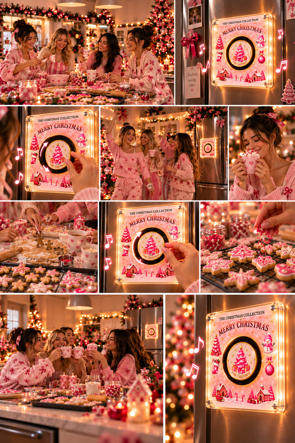 The Pink Christmas Spin & Glow Music Magnet