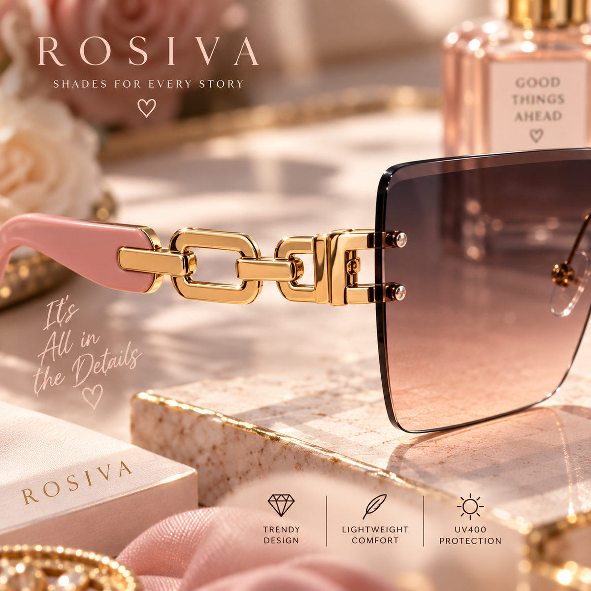 The Celeste Rimless Square Sunglasses