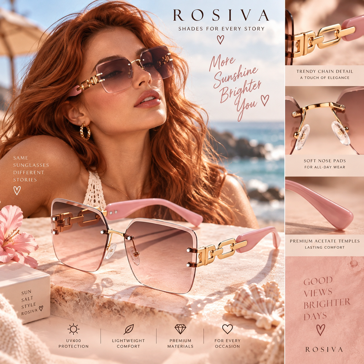 The Celeste Rimless Square Sunglasses