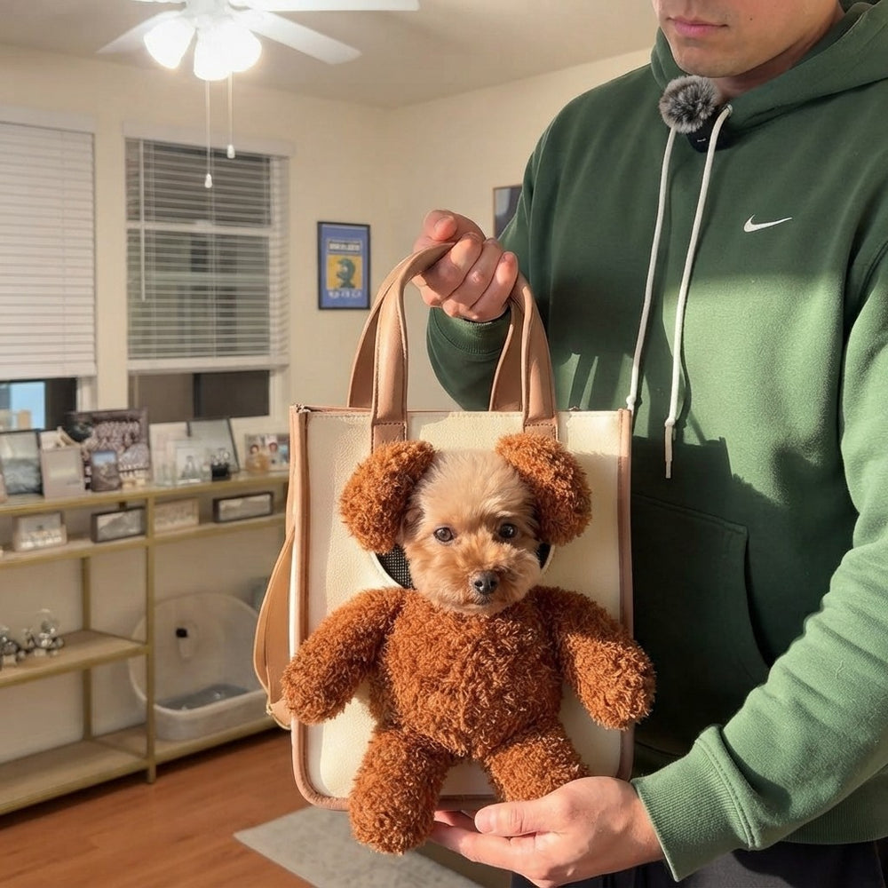 The Teddy Tote™ – Chic Shoulder Carrier for Cats & Small Dogs