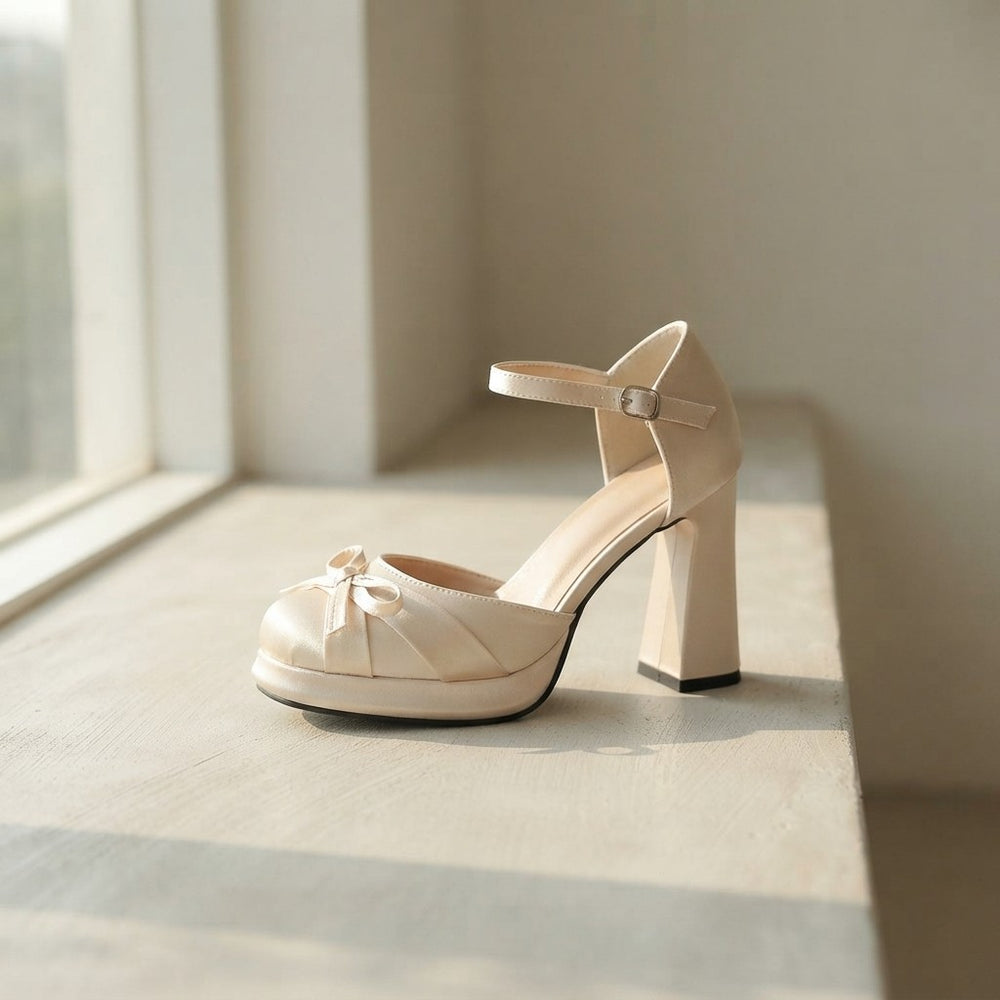The Pretty Please Bow Platform Heels