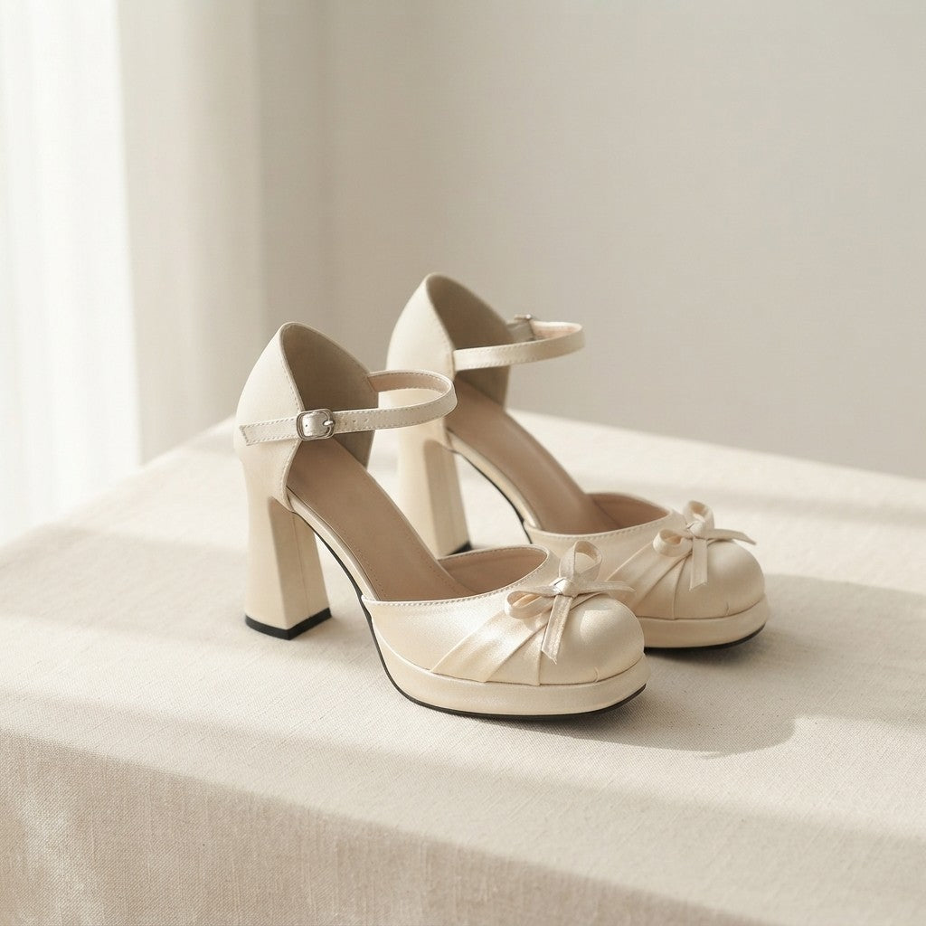 The Pretty Please Bow Platform Heels