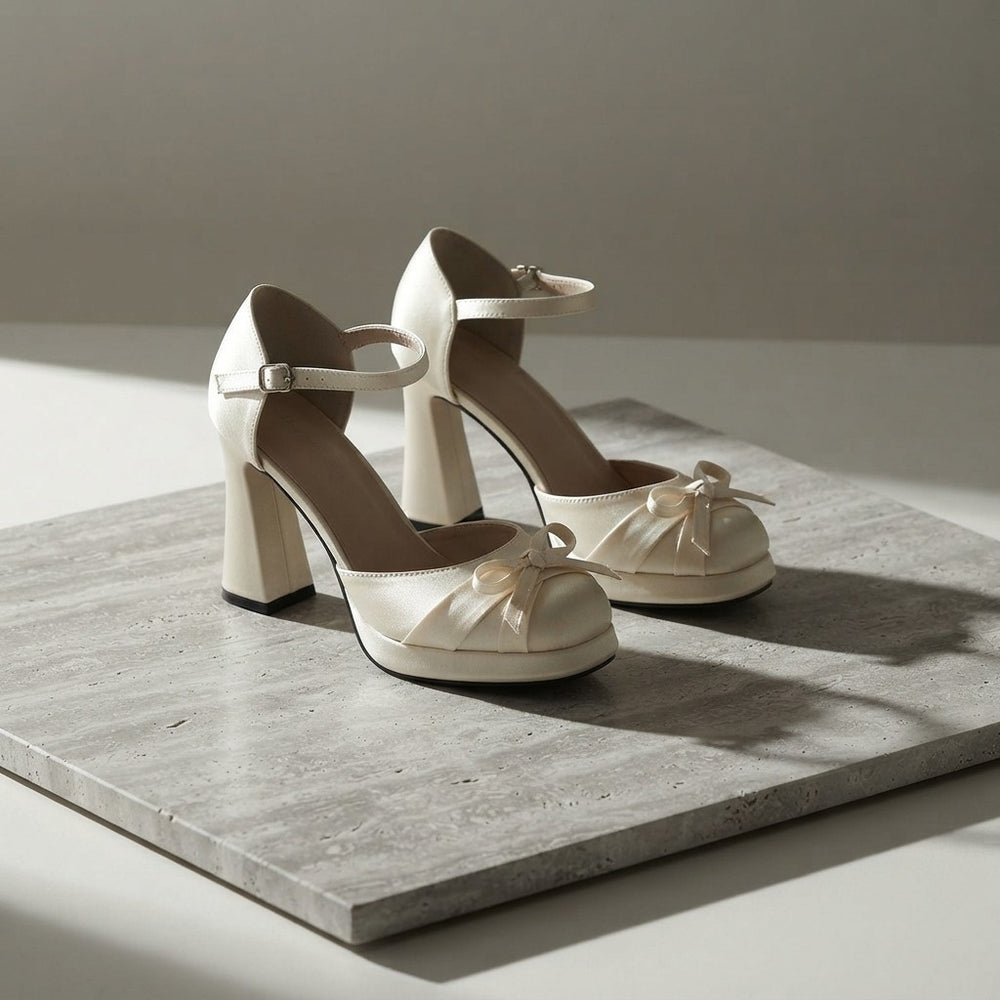 The Pretty Please Bow Platform Heels