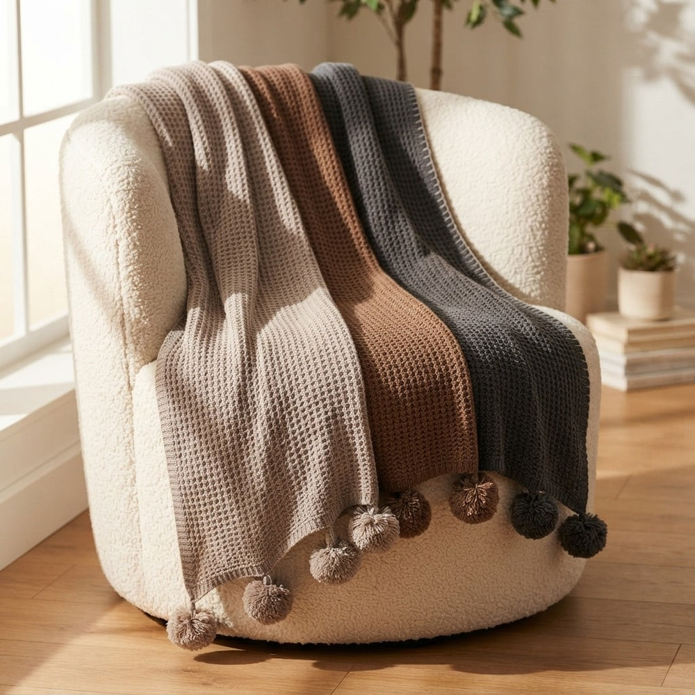 The Cozy Crush Pom-Pom Knit Throw