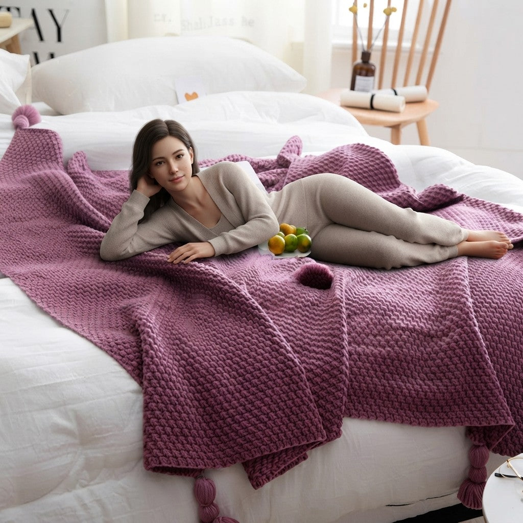 The Cozy Crush Pom-Pom Knit Throw