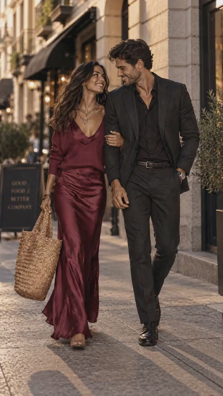 The Amélie Satin & Knit Two-Piece Dress Set